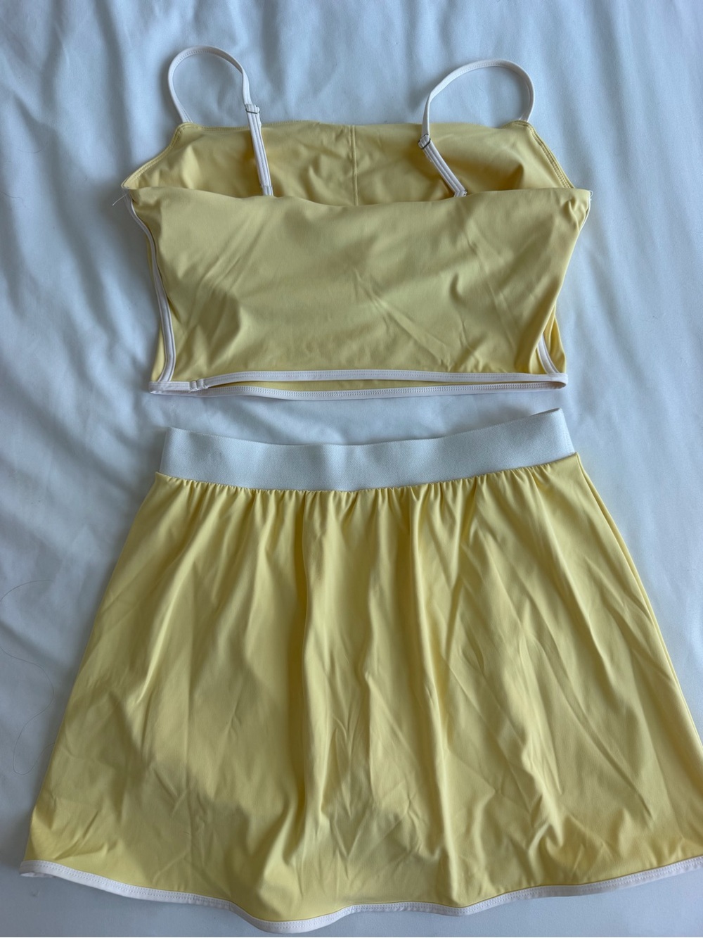 Fashion Nova Yellow and White Two-Piece Skort Set - Picture 2 of 2